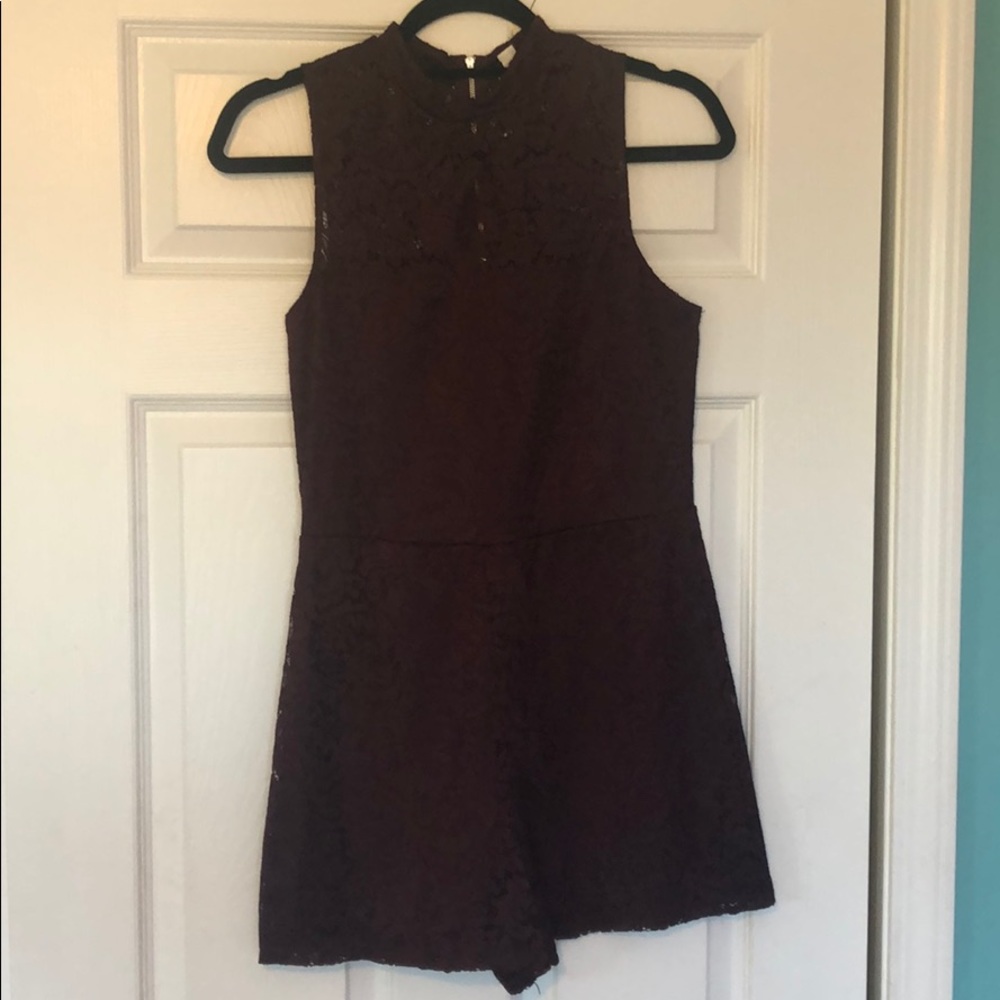 Burgundy lace romper